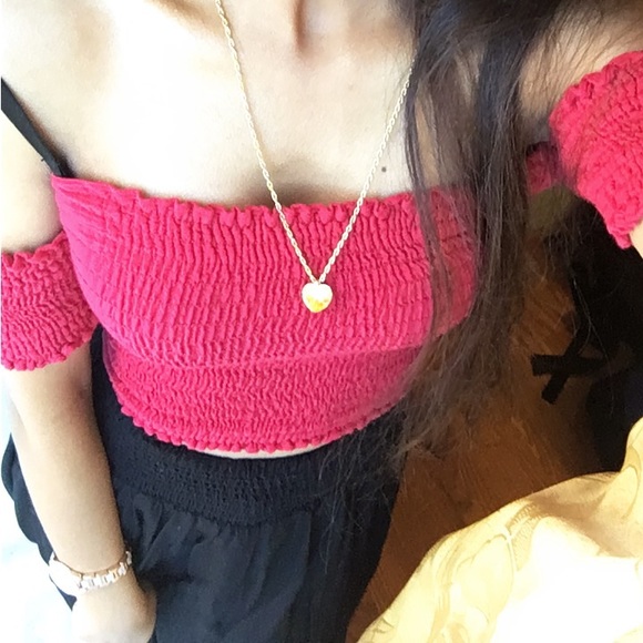 Red cuffed sleeve crop top - Picture 5 of 5